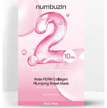 Pleťová maska Numbuzin - No.2 Rose PDRN Collagen Plumping Sheet Mask - Kolagenová Maska s PDRN 1ks/33ml