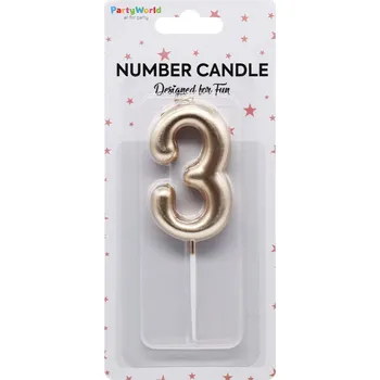 Dortová svíčka Dortová svíčka číslo 3 rosegold