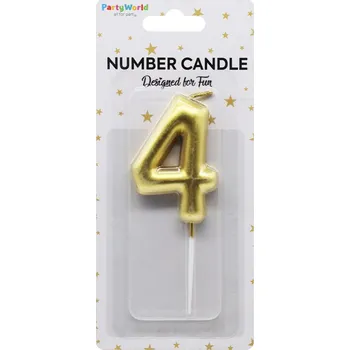 Dortová svíčka Dortová svíčka číslo 4 zlatá