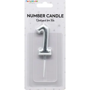 Dortová svíčka Dortová svíčka číslo 1 stříbrná