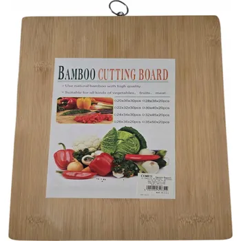 Kuchyňské prkénko BAMBUSOVÉ PRKÉNKO NA KRÁJENÍ OBDÉLNÍKOVÉ S OTVOREM ROBUSTNÍ 38 x 28 CM