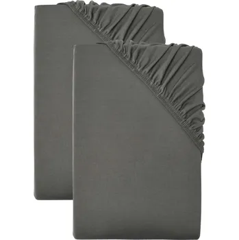 Prostěradlo LIVARNO home Sada žerzejových napínacích prostěradel, 90-100 x 200 cm, šedá, 2dílná