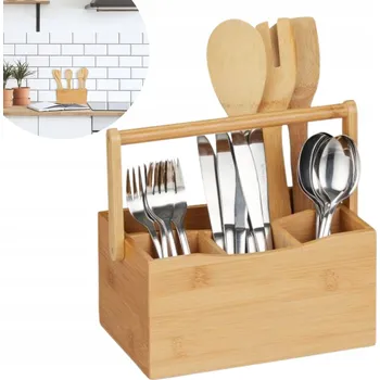 Úložný box RELAXDAYS BAMBUSOVÝ ORGANIZÉR STOJAN NA PŘÍBORY A POMŮCKY SE 4 PŘIHRÁDKAMI