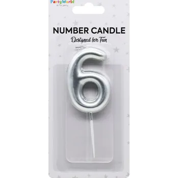 Dortová svíčka Dortová svíčka číslo 6 stříbrná