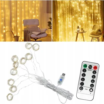 Vánoce SVĚTELNÝ ZÁVĚS 300 LED Vánoční Vánoční Osvětlení Na Stromeček Girlanda BÍLÁ TEPLÁ