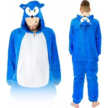 Karnevalový kostým Onesies kombinéza/ overal Kostým Overal SONIC modrý, velikost M