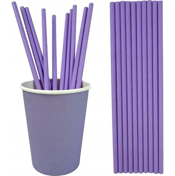Brčka Papírové brčka fialové 10 ks na jedno použití párty eco