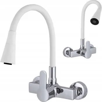 Vodovodní baterie Kuchyňská nástěnná baterie Gamma Flex bílá, stříbrná