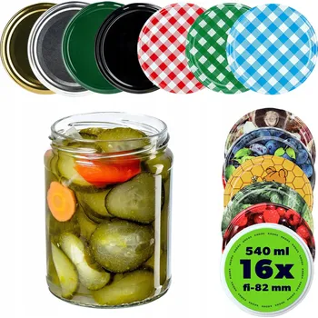 Sklenice 16x SKLENICE 540ML ZAVAŘOVACÍ SKLENICE NA MED A DŽEM ŠROUBOVACÍ VÍČKO 82MM