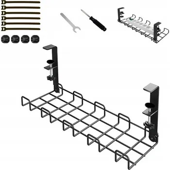 DRŽÁK KABELOVÉHO ORGANIZÉRU POLICE POD STOLNÍ DESKA-BEZ VRTÁNÍ,ČERNÁ 38CM