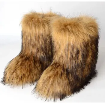 Dámská zimní obuv Dámské huňaté zimní boty v módním stylu Barva: Zlatá, Velikost: 36