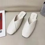 Kožené dámské pantofle elegantní Barva: Béžová, Velikost: 35