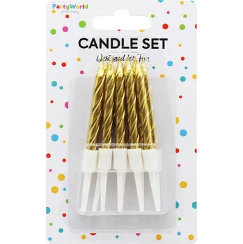 Svíčka Spirálové svíčky zlaté, krátké