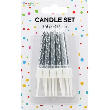 Svíčka Spirálové svíčky stříbrné, krátké