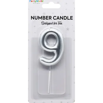 Dortová svíčka Dortová svíčka číslo 9 stříbrná