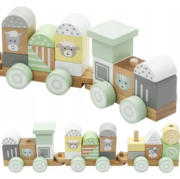 Vláček a vláčkodráha Mátová Dřevěná Vláčkodráha Lokomotiva s Vagóny a Kostkami 23 dílů ZA5262