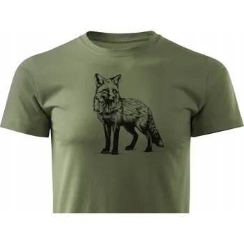 Pánské tričko Pánské tričko khaki pro lov do lesa s loveckým potiskem LIŠKA - XL