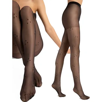 Dámské punčochy Vzorované Punčocháče Fiore CHARLENE 15 DEN černé black velikost 2