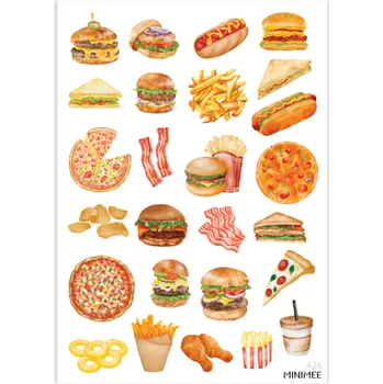 Dětské zboží MINIMEE Papírové samolepky v aršíku A5 Fast Food