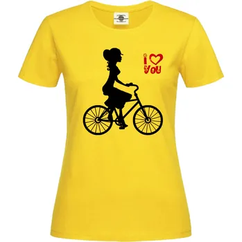 Dámské tričko Tričko I love you | Cycling Druh: Dámské, Barva: Žlutá, Velikost: L