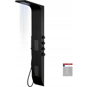 Sprchový set Sprchový panel Corsan DUO s baterií, černý, s LED dešťovou sprchou