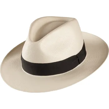 Klobouk Carlsbad Hat Co. Luxusní panamský klobouk - Panama Fedora se stuhou - Panama CLASSIC Velikost: 61 cm (XL)