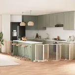 Zábrana pro psy s dvířky skládací 9 panelů 450 cm topol