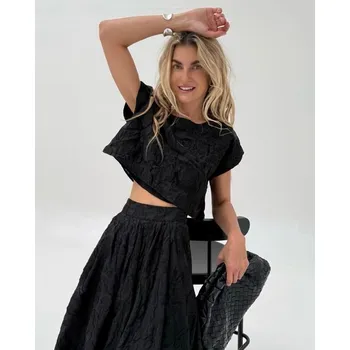 Dámská sukně BeChick Set Topu a Sukně Flower Black BeChick ❤