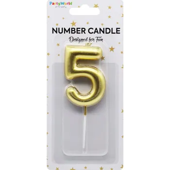 Dortová svíčka Dortová svíčka číslo 5 zlatá