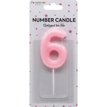 Dortová svíčka Dortová svíčka číslo 6 růžová