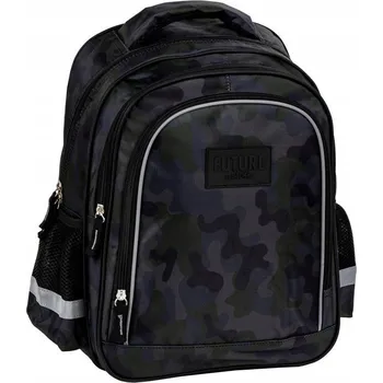 Školní batoh Vícekomorový Školní batoh Back Up v odstínech šedé a stříbrné, vícebarevný, zelený