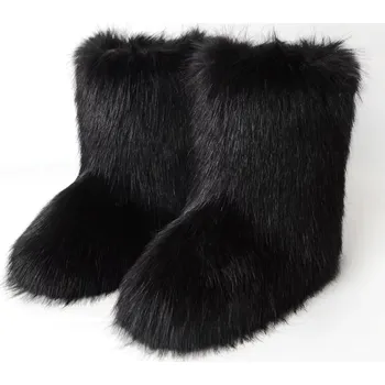 Dámská zimní obuv Dámské huňaté zimní boty v módním stylu Barva: Černá, Velikost: 36