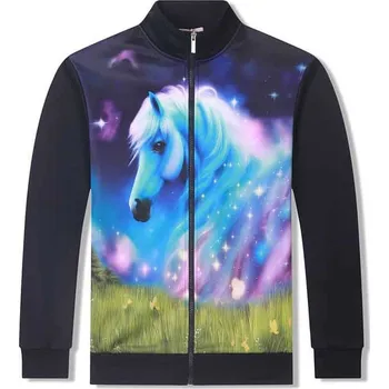 Dívčí mikina DÍVČÍ MIKINY S KONĚM PT2507 VELIKOSTI 134-164 Velikost: 158, Barva: Tmavě modrá