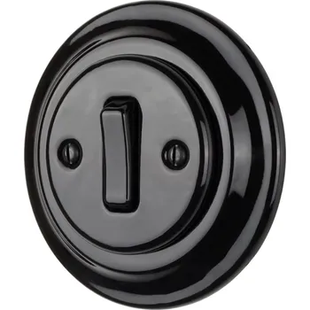 vypínač X-SITE RETRO vypínač keramika černý + rámeček