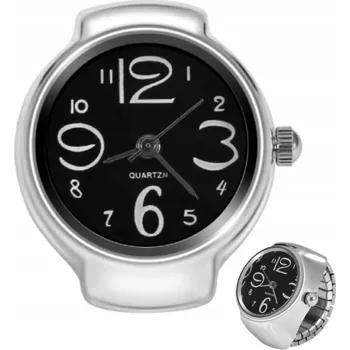 Hodinky HODINKY DÁMSKÝ PRSTÝNEK ELEGANTNÍ ČERNÉ