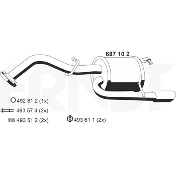 Výfukový systém Zadní tlumič výfuku ERNST 687102