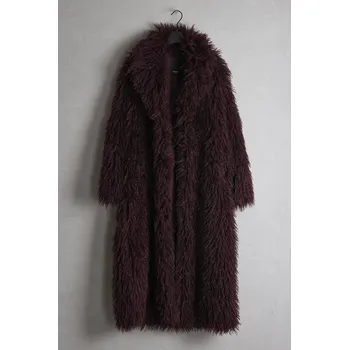 Dámský kabát ROCKANDBLUE DÁMSKÝ CHLUPATÝ KABÁT BORDÓ ROCKANDBLUE Daryll vínová