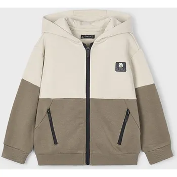 Chlapecká mikina Mikina rozepínací s kapucí BSKT béžová MINI Mayoral velikost: 122