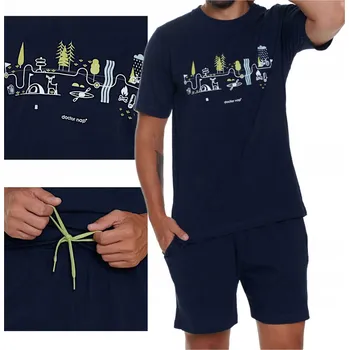 Pánské pyžamo Doctor Nap pánské pyžamo PMB.5355.NAVY_BLUE.L.01 krátký rukáv, velikost L