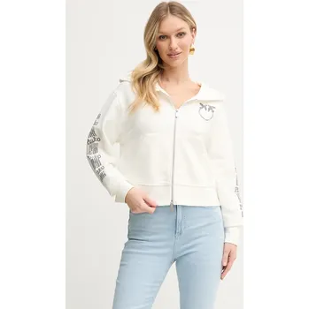 Dámská mikina Bavlněná mikina Pinko dámská, bílá barva, s kapucí, s potiskem, 104622 A2CV 104622.A2CV 00X, vel. M