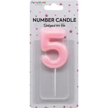 Dortová svíčka Dortová svíčka číslo 5 růžová