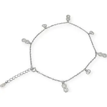 Náramek Stříbrný nákotník nekonečno s kroužky – dámský náramek na nohu Náramek na nohu se symbolem nekonečna – stříbro 925, nastavitelná délka