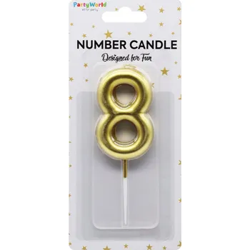 Dortová svíčka Dortová svíčka číslo 8 zlatá