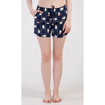 Dámské pyžamo Vienetta Secret Dámské pyžamové šortky Ovečky tmavě modré Barva: tmavě modrá, Velikost: S