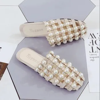 Dámské sandále Dámské římské sandály s perličkami Barva: Béžová, Velikost: 39