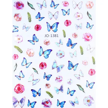 Umělé nehty SAMOLEPKY NA NEHTY MOTÝLCI KVĚTINY JO-1381