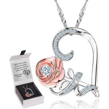 Náhrdelník STŘÍBRNÝ NÁHRDELNÍK SRDCE S RŮŽÍ PRO DÍVKU GRAVÍROVÁNÍ