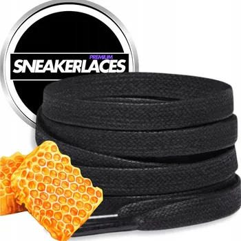 Tkaničky do bot Voskované černé tkaničky do sportovních bot ploché 150 cm