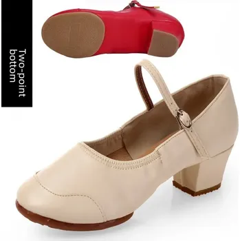 Dámské lodičky Dámské taneční boty s měkkou podrážkou a středním podpatkem Velikost: 41, Barva (Varianta): Creamy-white two points bottom