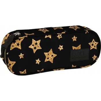 Penál DERFORM Penál BackUP jednokomorový – černý se zlatými hvězdami